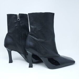 L'INTERVALLE Orabelle Black Patent Leather Stiletto Ankle Boots EU 40/US 9-9.5